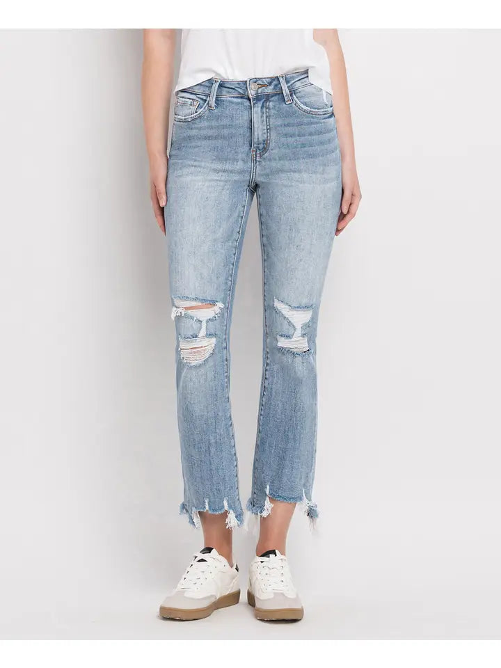 Vervet High Rise Light Wash Crop Flare Jeans