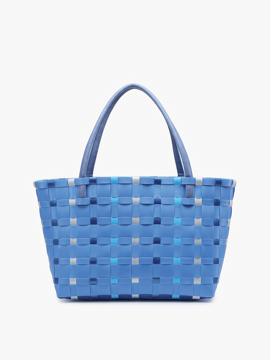Abigail Basketweave Tote w/Vegan Leather Straps Three Colors!