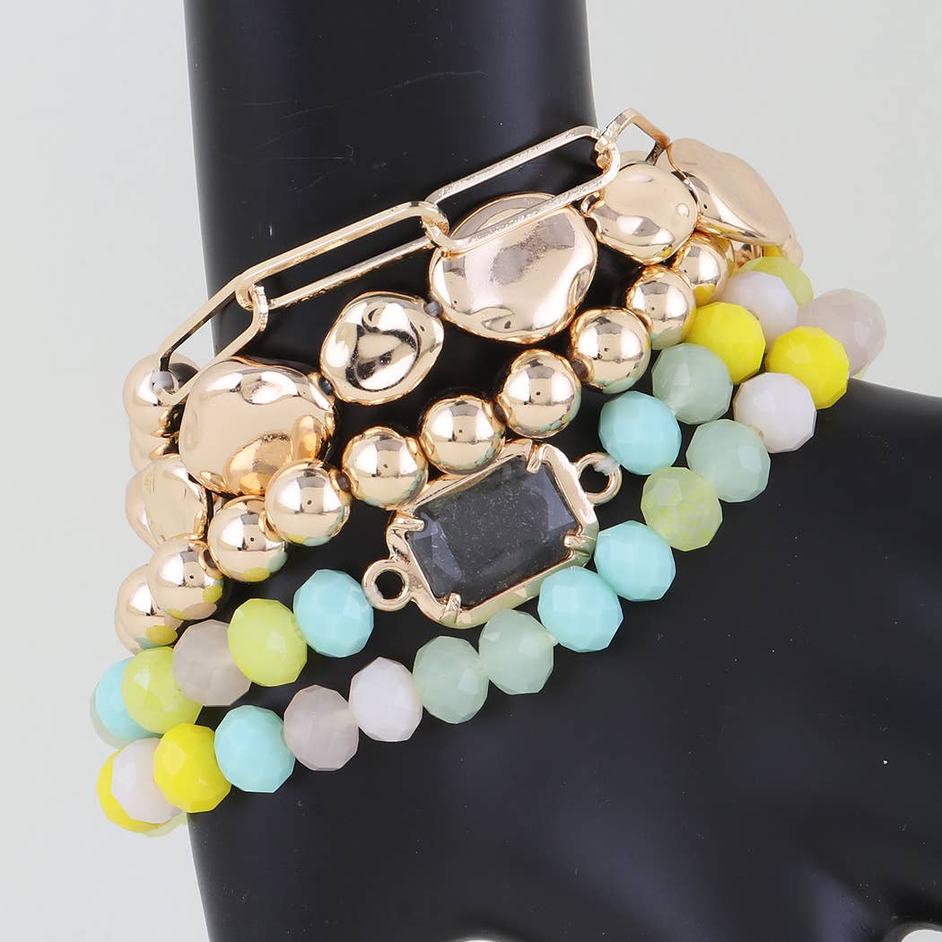 Multi Pastel Crystal Beaded Bracelet: YLMT
