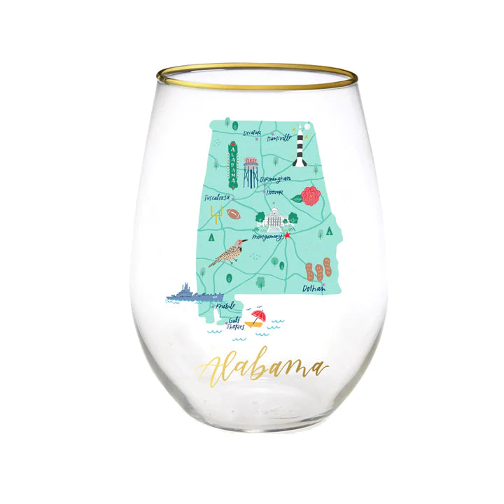 Alabama Stemless Wine Glass