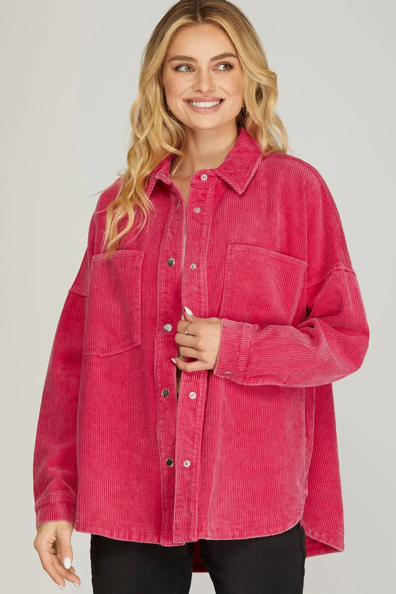 Fuschia Corduroy Top