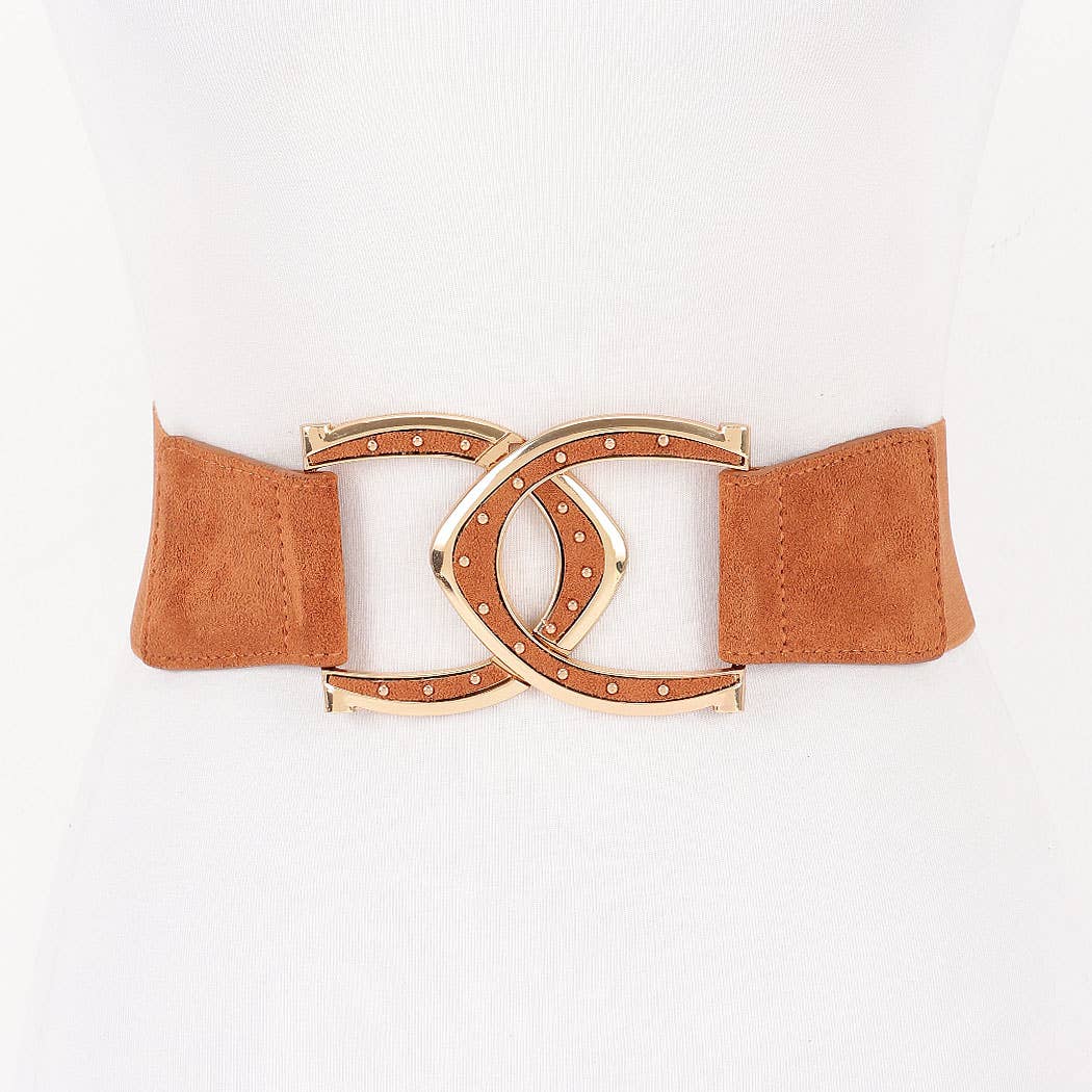 Interlocking Buckle Wide Belt: Brown