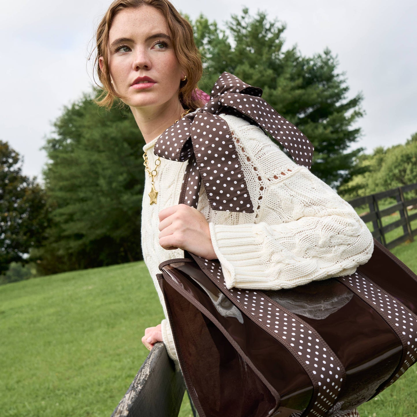 Case-Mate Espresso Polka Dot Bow Jelly Tote Bag