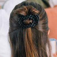 Flat Round Hair Clip | Small | Jet Black Quilted