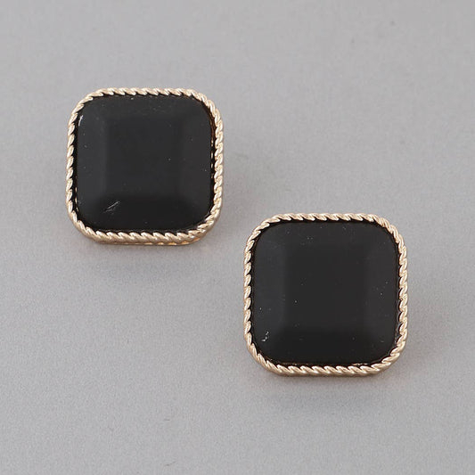 Twisted Solid Box Stud Earrings Green or Black