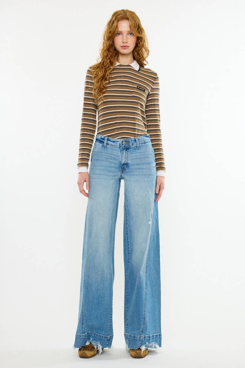 KanCan Mid Rise Super Wide Denim