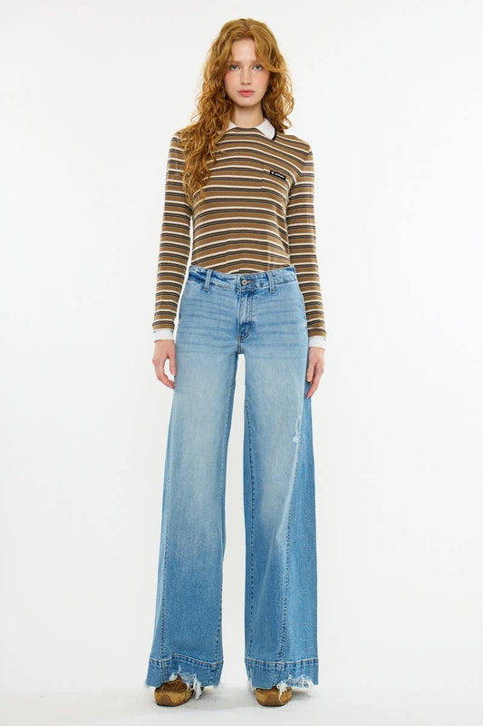 KanCan Mid Rise Super Wide Denim