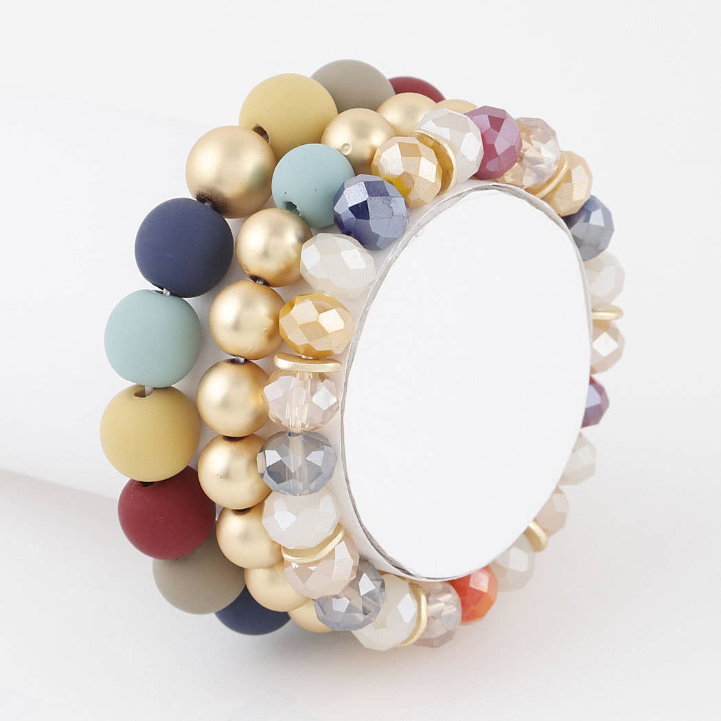 Two Toned Crystal Bead Bracelet: Mustard or Multi