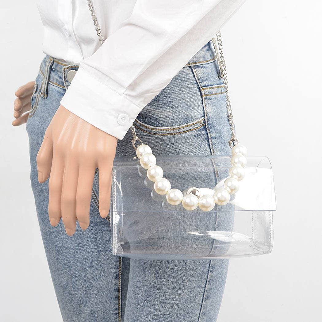 Transparent Pearl Handle Stadium Bag