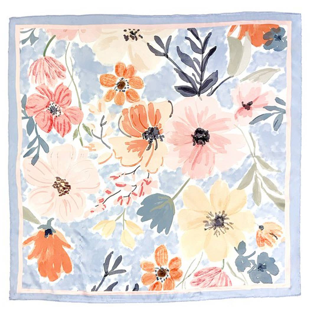 Floral Pattern Bandana: Blue