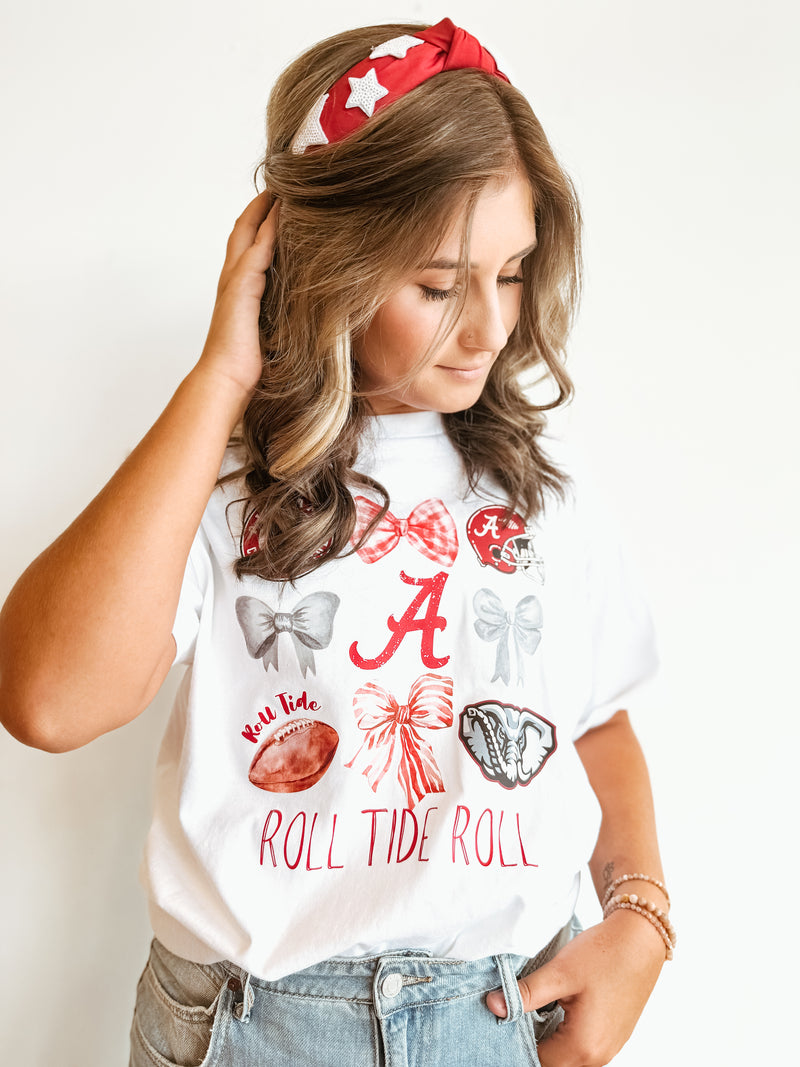 Alabama Football Coquette Graphic Tee Roll Tide