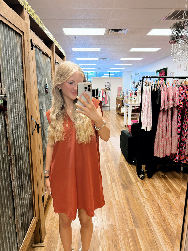 Laken V-Neck Rust Dress