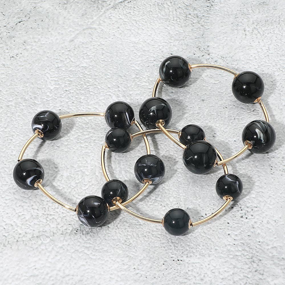 Bold Beaded Wire Beaded Stretch Multi Layered Bracelets Two Colors