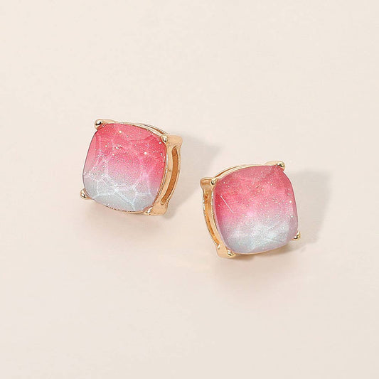 Gradient Glitter Square Cushion Stud Earrings