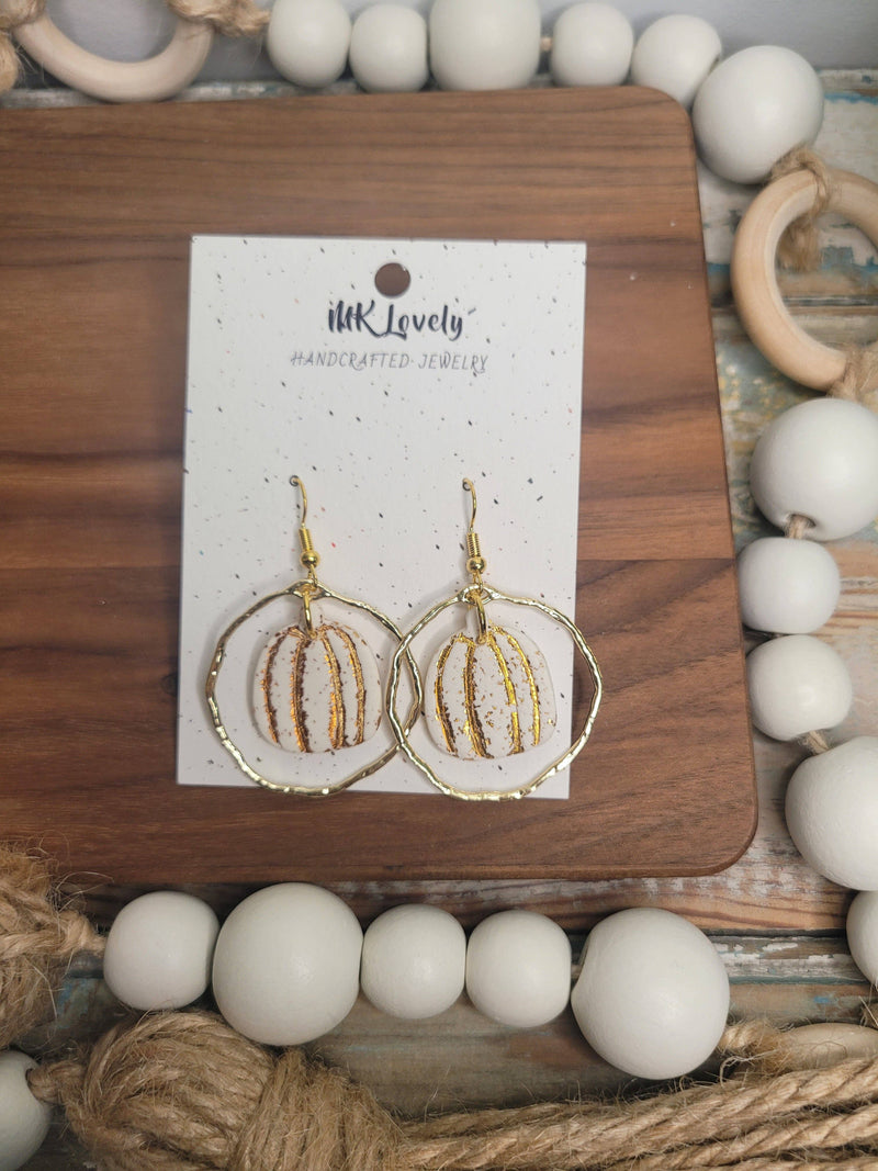 Gold Foiled Pumpkin Dangles