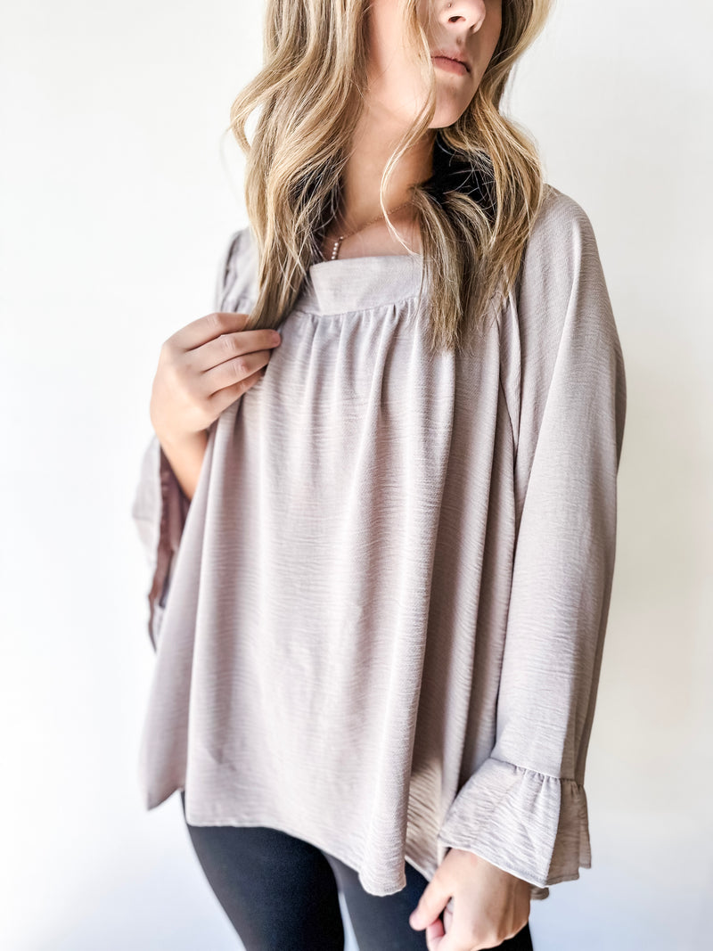 Square Neck Bell Sleeve Top