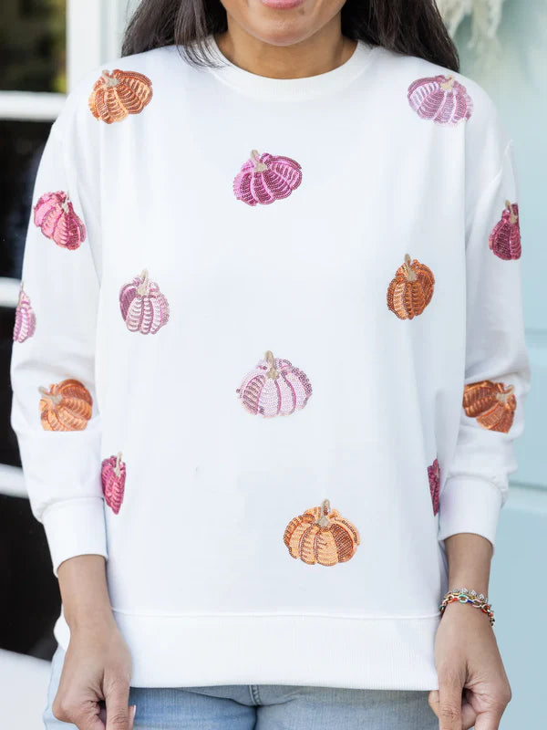 Pumpkin Sequin Sweatshirt