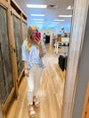 Nicole Striped Button-Down Babydoll Top