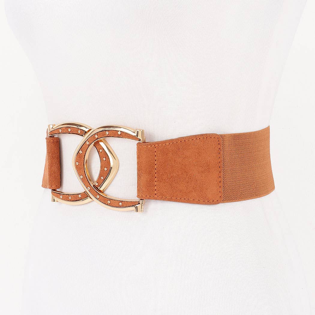 Interlocking Buckle Wide Belt: Brown