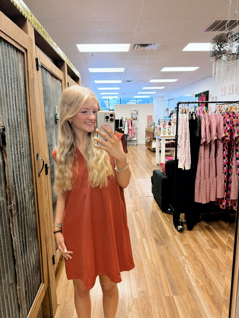 Laken V-Neck Rust Dress