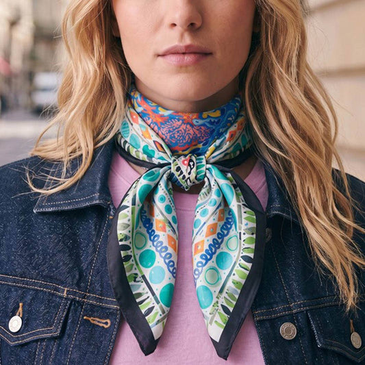 Print Bandana: Black/Turquoise