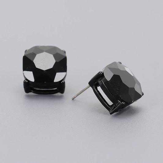 Square Crystal Stud Earrings: BK