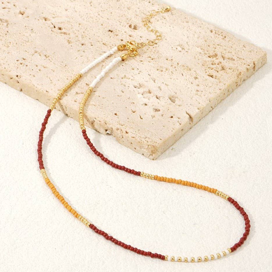 Wine Beaded Necklace