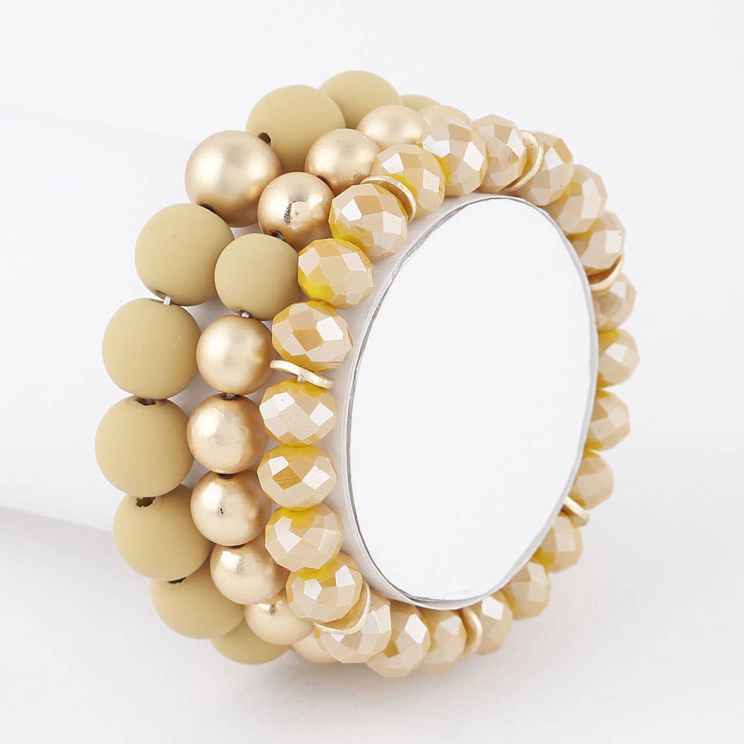 Two Toned Crystal Bead Bracelet: Mustard or Multi