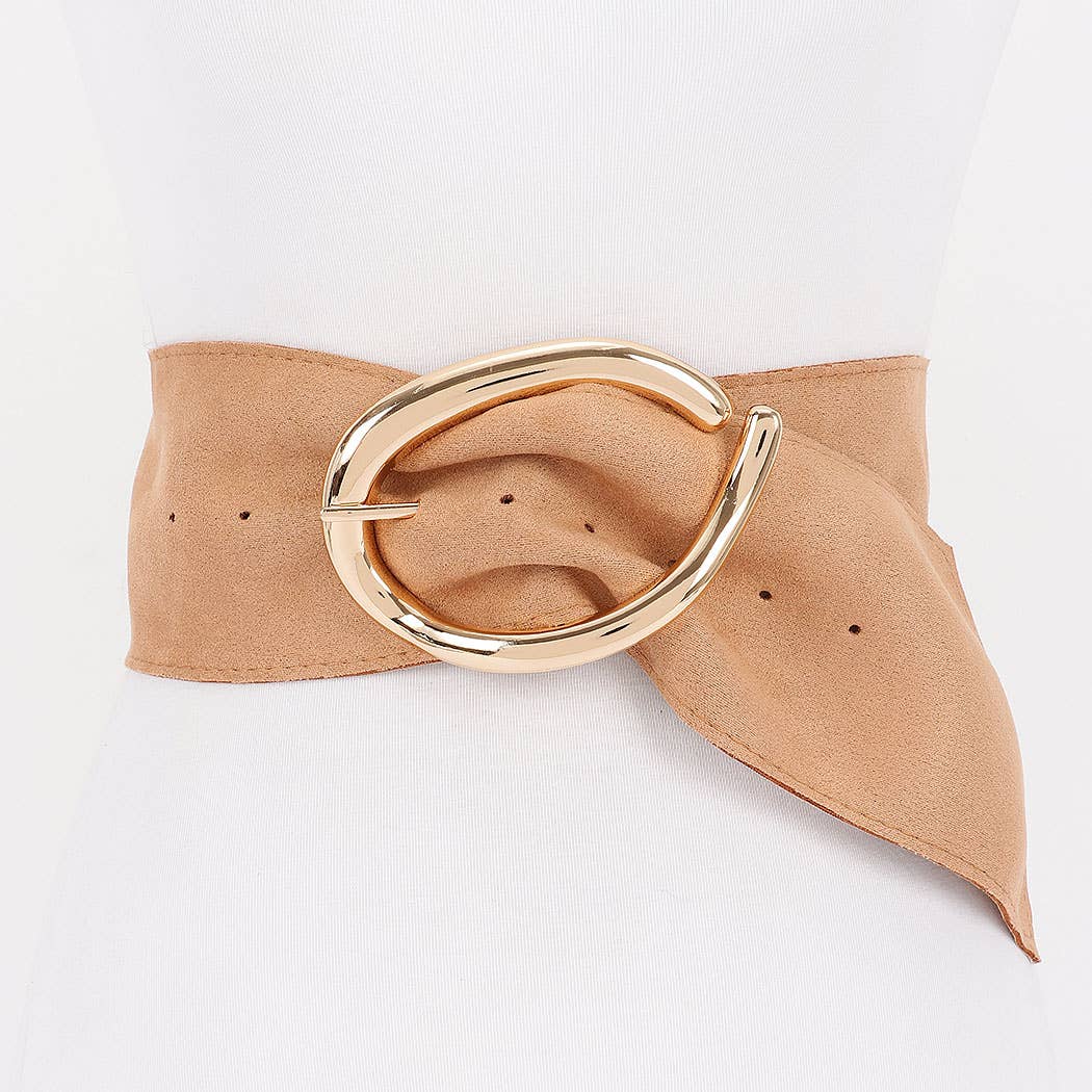 Faux Suede Metal Buckle Belt: CM