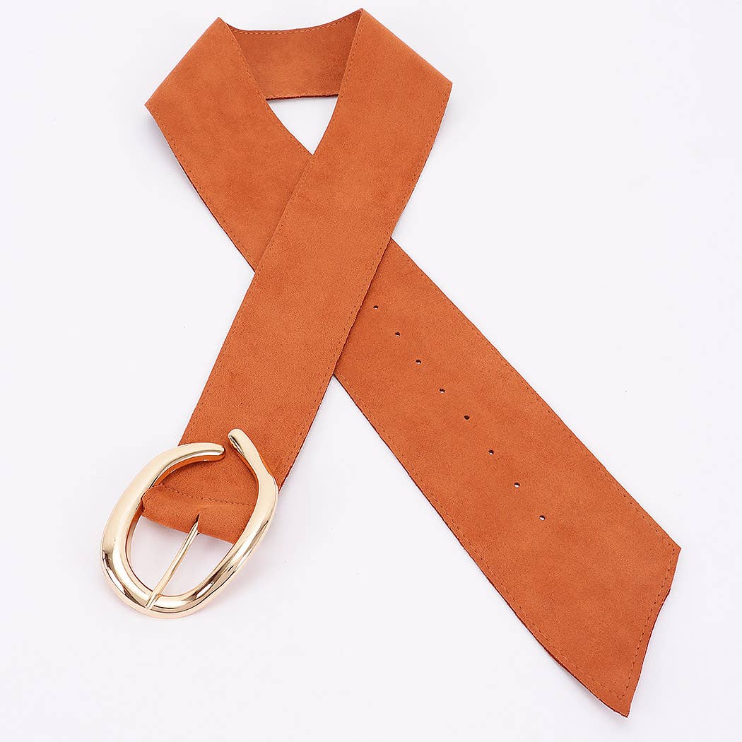 Faux Suede Metal Buckle Belt: CM
