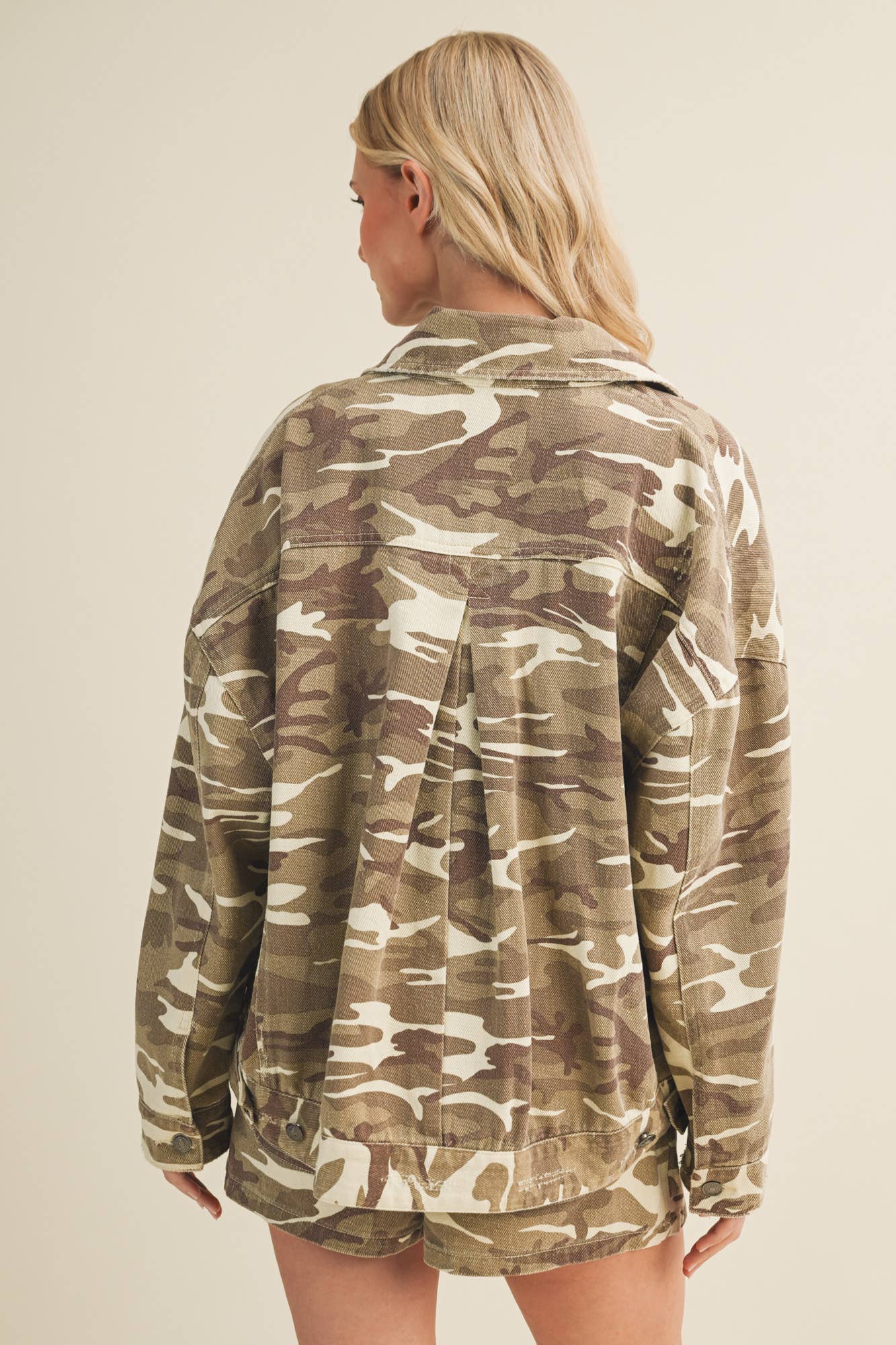 Oversized Box Pleat Camouflage Jacket