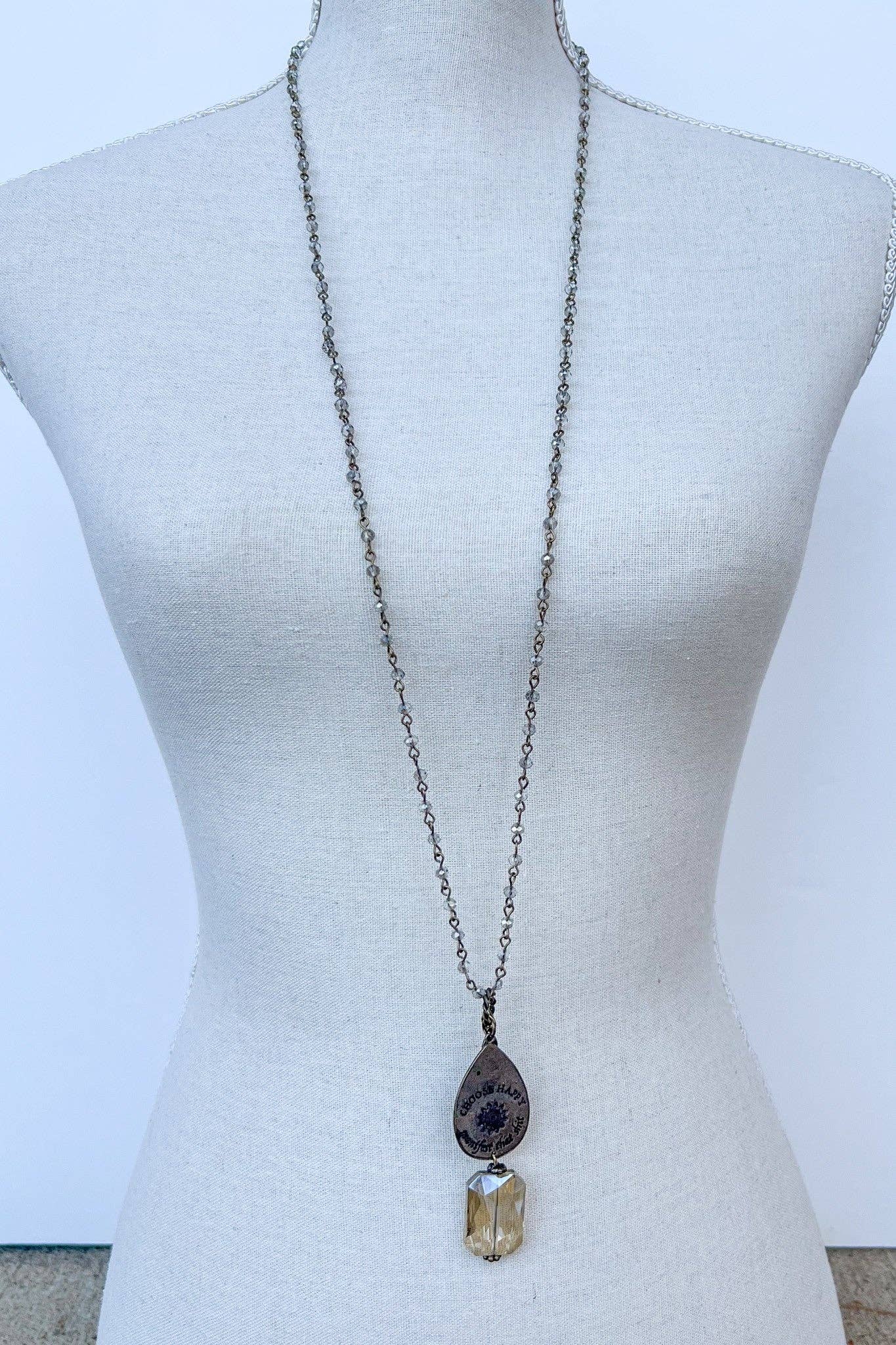 Choose Happy Necklace in Bronze