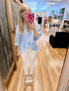 Nicole Striped Button-Down Babydoll Top