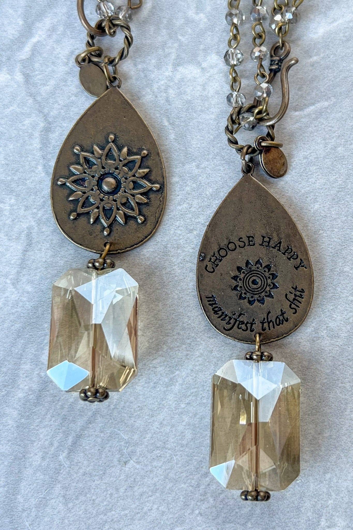 Choose Happy Necklace in Bronze