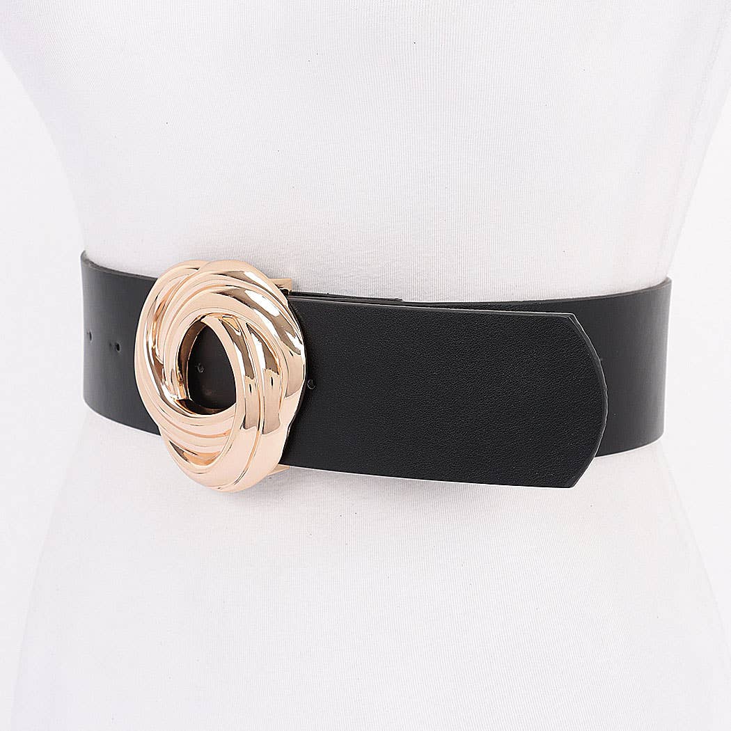 Metal Buckle PU Belt: BK