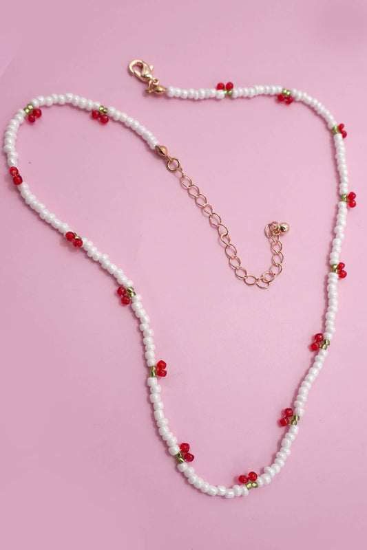 Gold Pearl Cherry Necklace