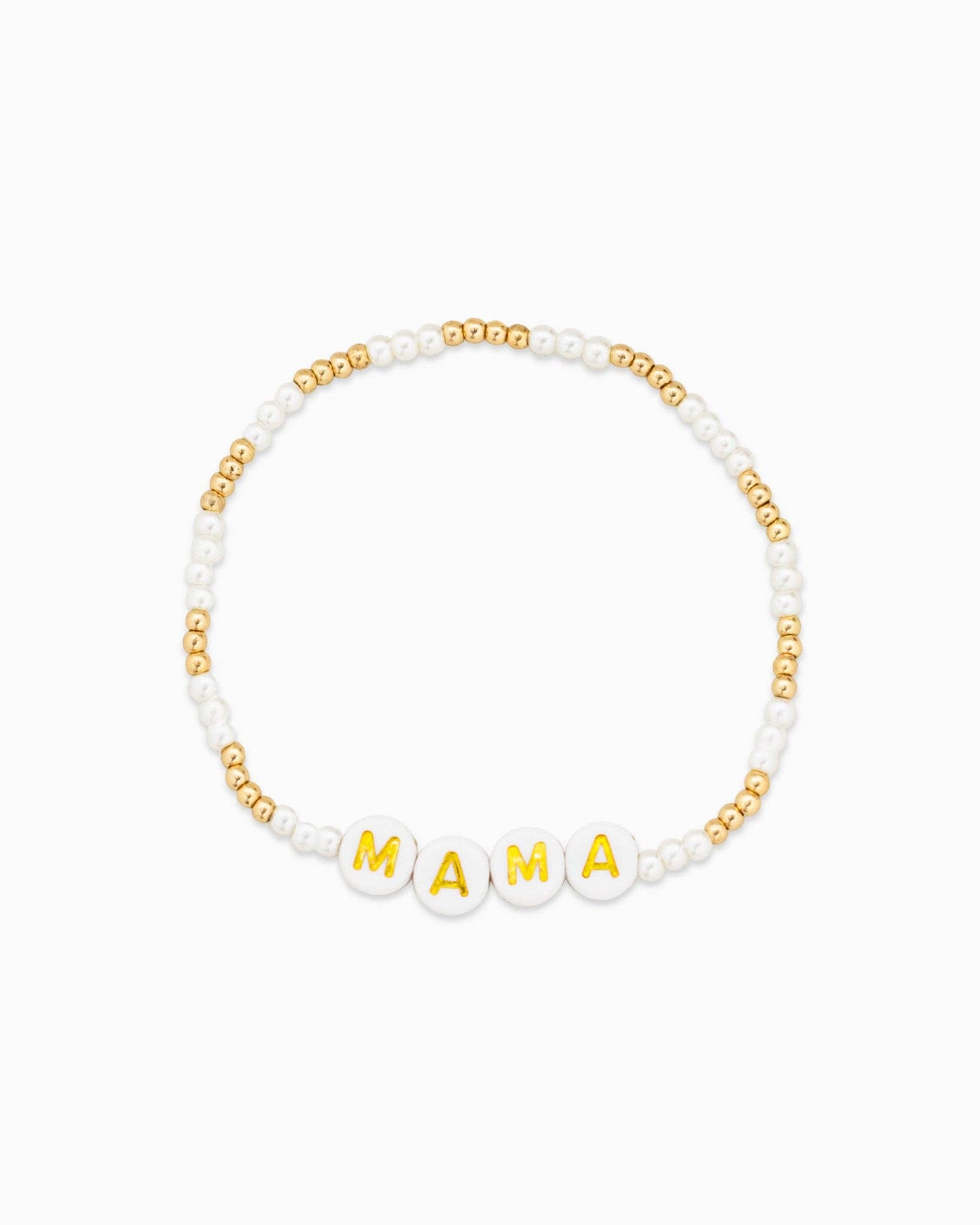 Mama Mini Gold Cream Bead Mix Bracelet Set