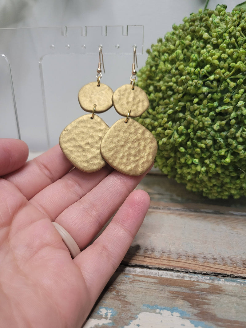 Gold Hammered Clay Earrings