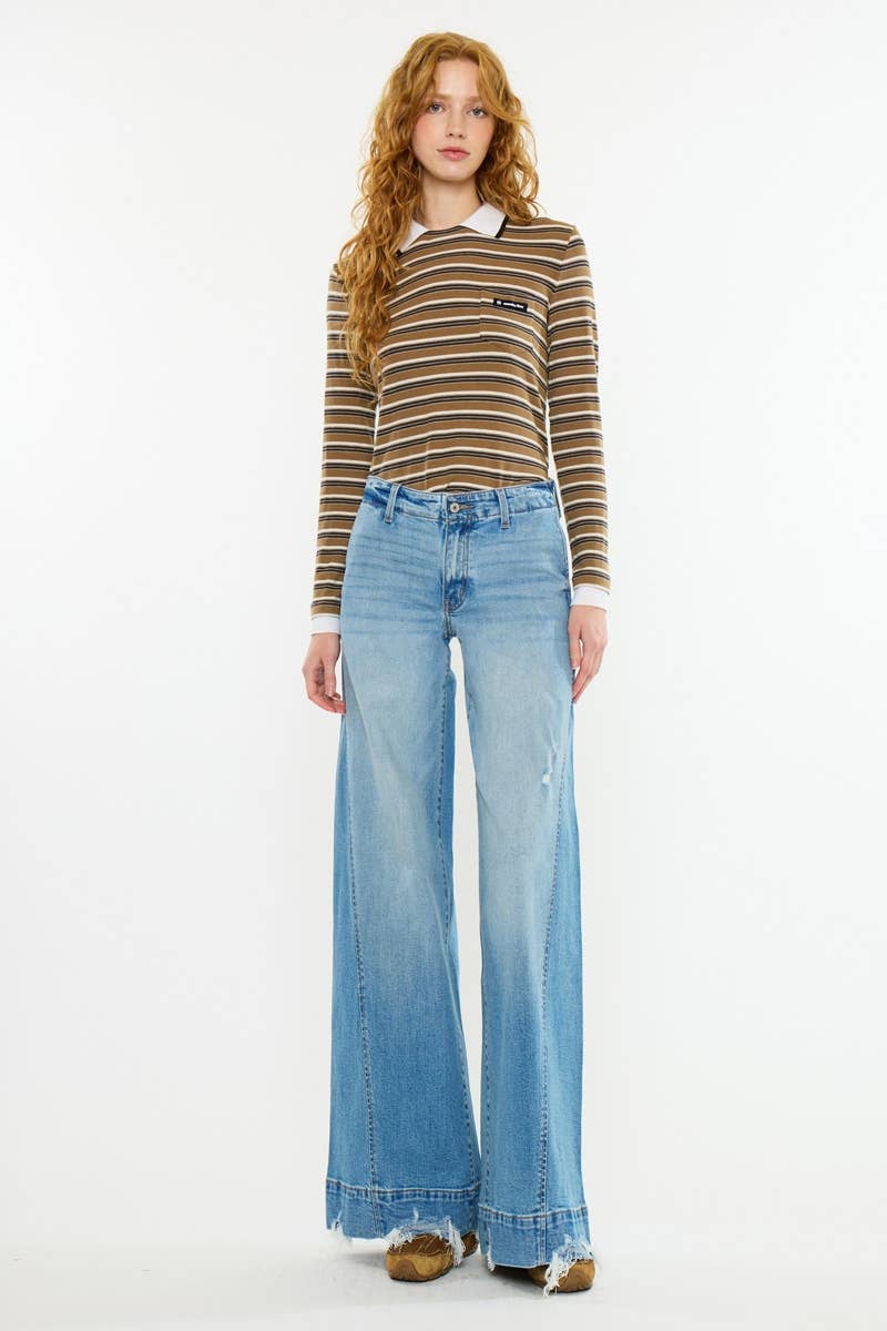KanCan Mid Rise Super Wide Denim