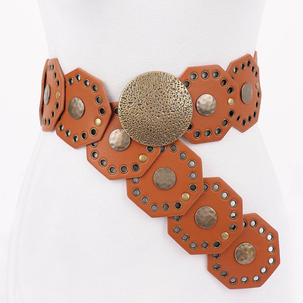 Metal Vintage Belt Camel or Black