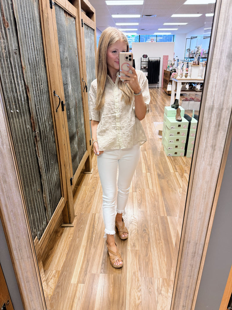 Aria Textured Button Down Top