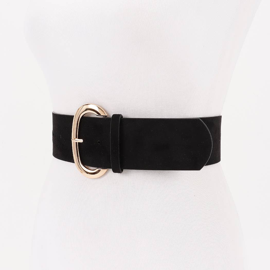 Oval Buckled Wide Belt: BK
