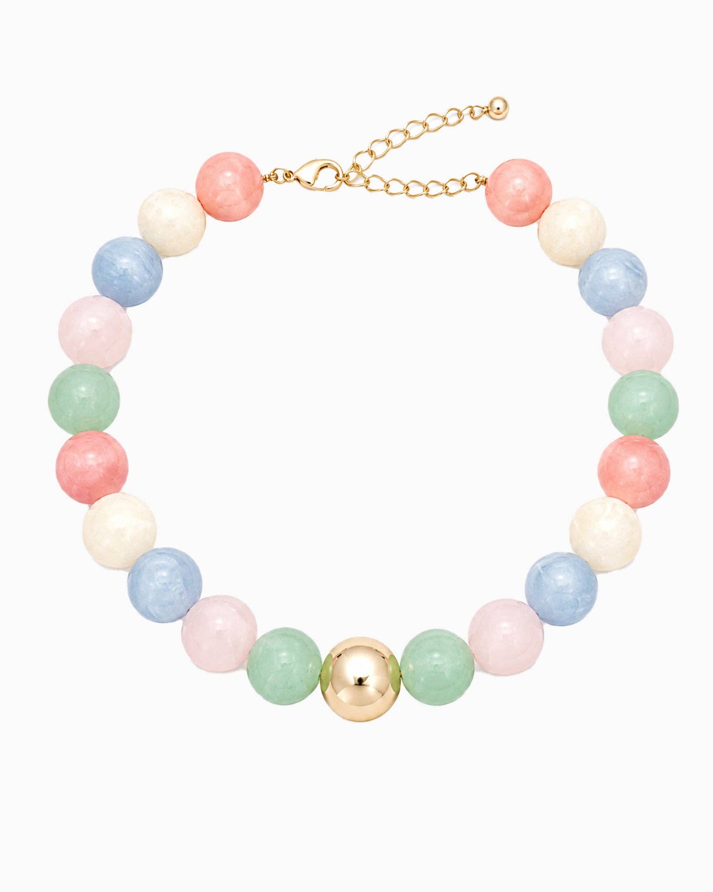 Pastel Marble Statement Beaded Necklace: Multi