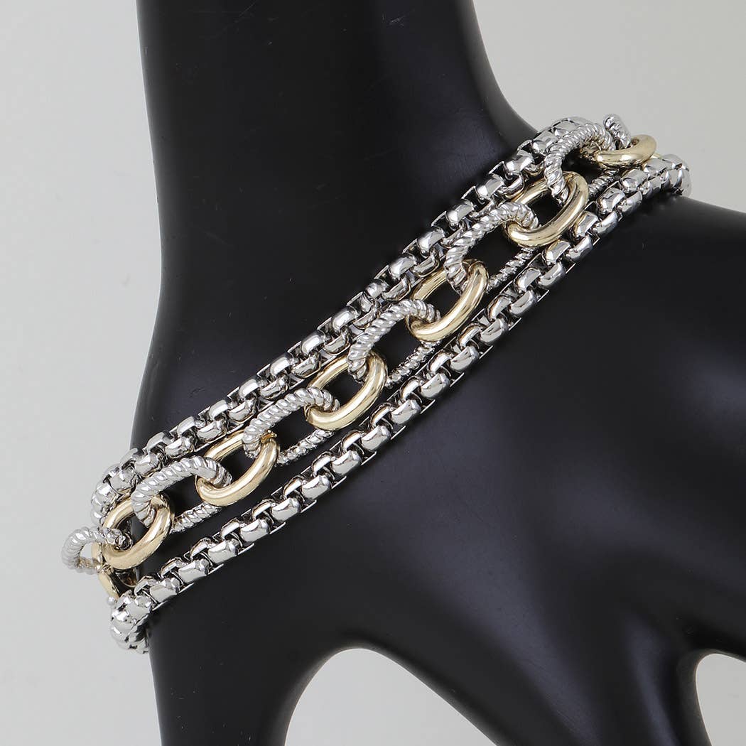 Triple Box Link Chain Bracelet