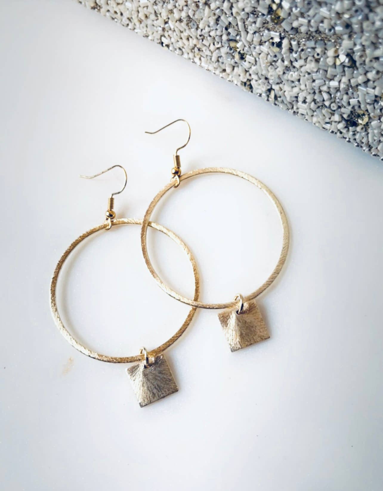 Hoop Gold Square Earrings
