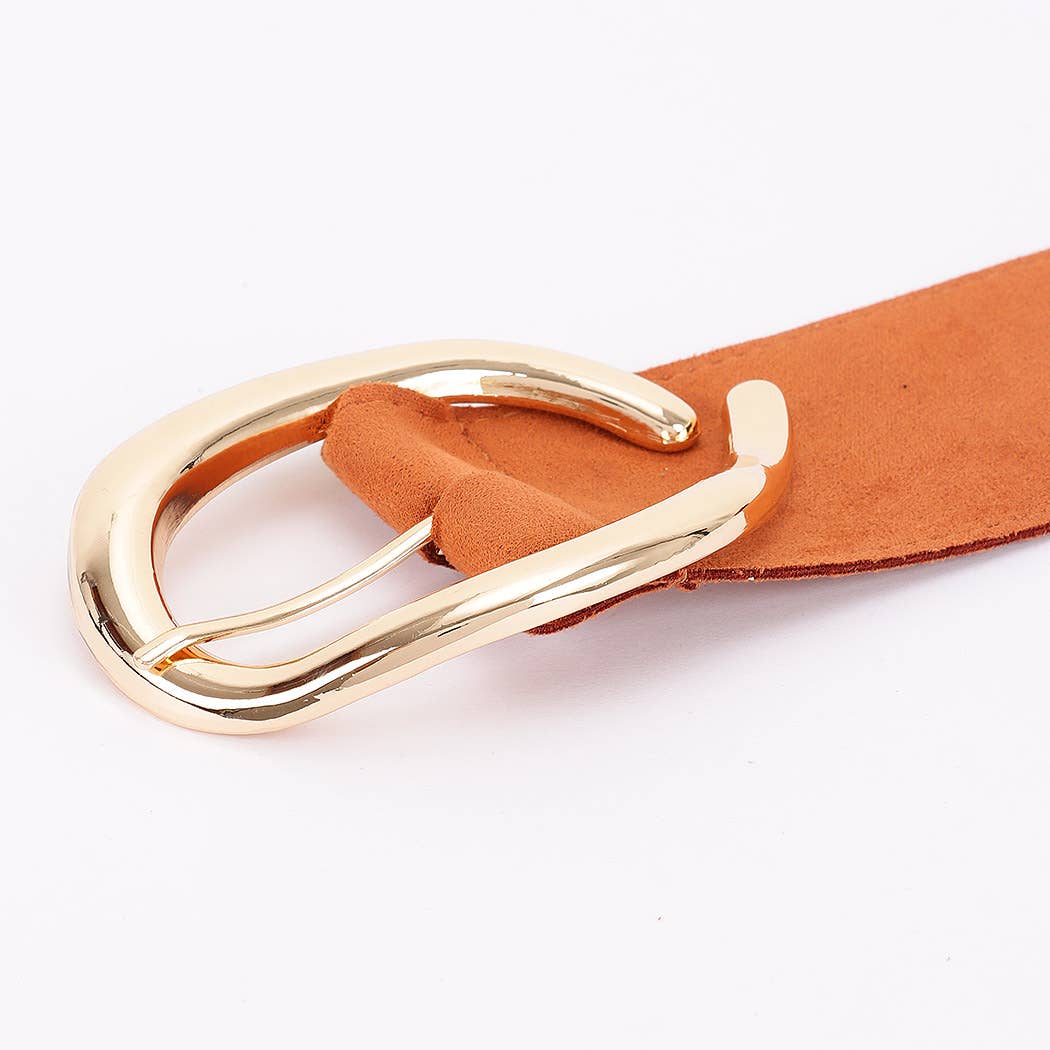 Faux Suede Metal Buckle Belt: CM