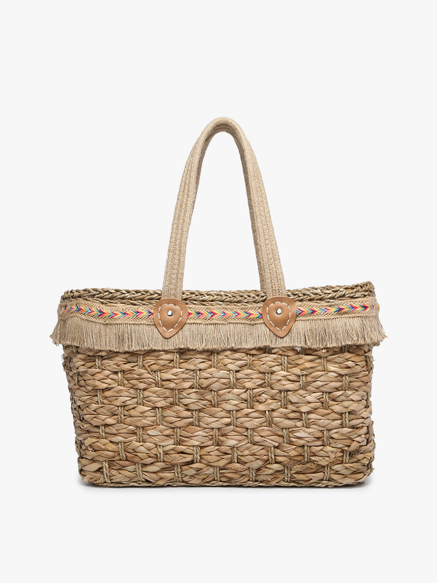 Marlee Seagrass Tote w/ Fringe & Woven Handles