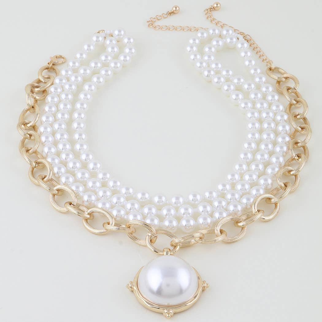 Multi Stone Beaded Link Chain Necklace: GCR