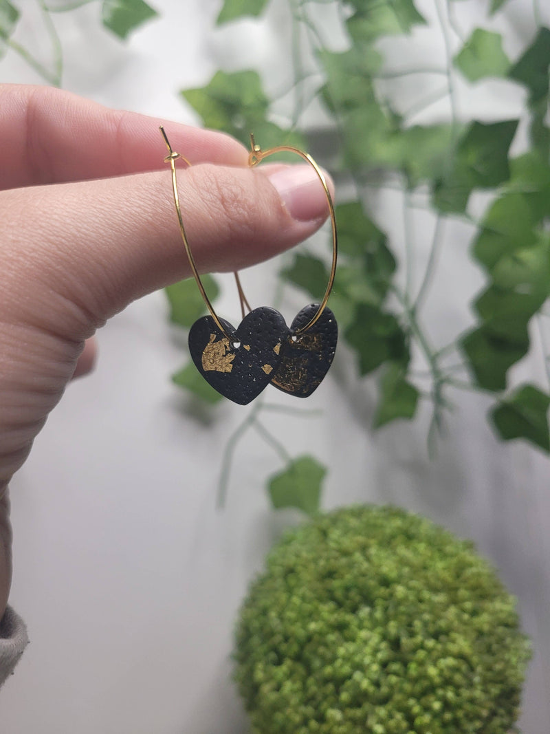 Gold Foiled Heart Hoops