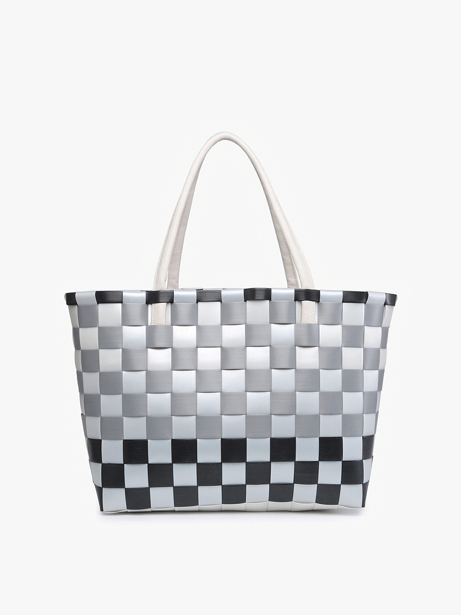 Abigail Basketweave Tote w/Vegan Leather Straps Three Colors!